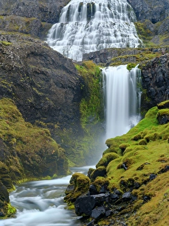 Northern Europe Prints: Iceland. Waterfall Dynjandi in Borgarfjordur during autumn