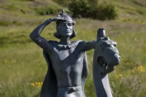 Terrain Prints: ICELAND20622_JUL2009_BARTRUFF. CR2-Statue of Viking mariner Leif Eiriksson discoverer