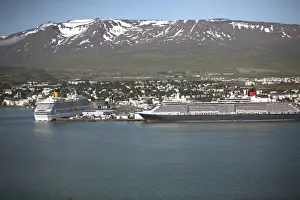 Terrain Prints: ICELAND20750_JUL2009_BARTRUFF. CR2-Two ocean liners in port at the same time during
