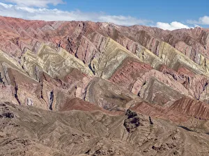 Iconic rock formation Serrania de Hornocal in the Quebrada de Humahuaca canyon, a