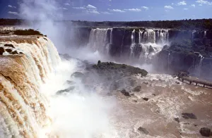 Rising Prints: Iguassu, Brazil. The Iguassu falls from above with mist rising
