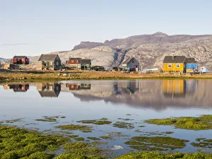 Images Dated 2017 August: Ikerasak, a small traditional fishing village on Ikerasak Island in the Uummannaq fjord system