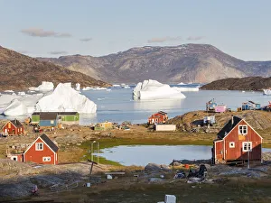 Fishing Village Prints: Ikerasak, a small traditional fishing village on Ikerasak Island in the Uummannaq fjord system