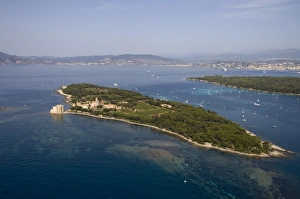 Ile Saint-Honorat, Iles de Lerins, View from Helicopter, Cote d Azur, France