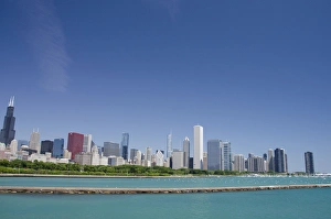 Great Lakes Prints: Illinois, Chicago. Downtown city skyline view (including the Willis Tower aka Sears
