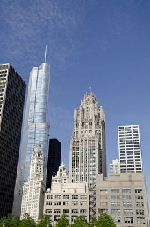 Images Dated 5th June 2012: Illinois, Chicago. Magnificent Miler city skyline with landmark neo-Gothic Tribune