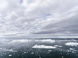 North Greenland Prints: Ilulissat Icefjord also called kangia or Ilulissat Kangerlua, view over Disko Bay