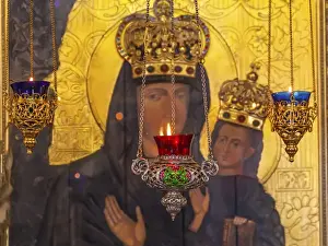 Mosaic Prints: Incense Burners Madonna Icon Saint Nicholas Church Askolds Grave Kiev Ukraine