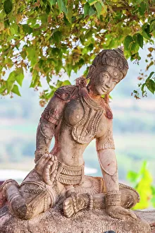 South Asia Prints: India, Delhi, Udaipur, Bera. Statue of a Hindu female deity