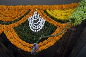 Banana Prints: India, Goa. Hindu Mahalsa Temple, feast day temple decoration