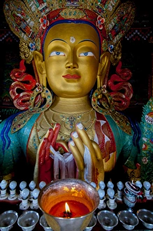 Images Dated 1st July 2012: India, Jammu & Kashmir, Ladakh, Leh, the two story high Maitreya Buddha at Thiksey