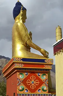 Tibetan Prints: India, Ladakh, Likir, golden buddha in Likir Monastery