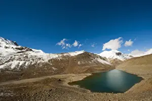 Himalaya Prints: India, Ladakh, scenic landscape with green lake in the Himalayas