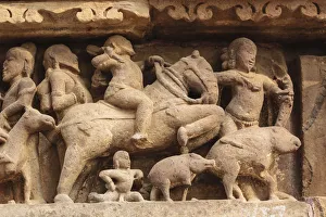 Images Dated 9th November 2011: India, Madhya Pradesh, Chhatarpur District, Khajuraho, Detail of statues