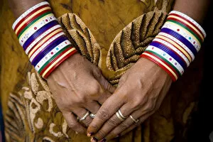 Images Dated 10th November 2006: India, Rajasthan. Close-up of womans hands