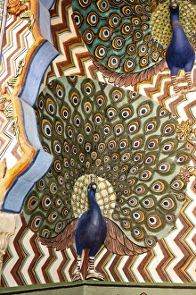 Mural Prints: India, Rajasthan, Jaipur, City Palace, Detail of wall paintings