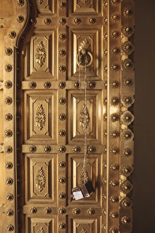 Hanging Prints: India, Rajasthan, Jaipur, City Palace, Detail of door