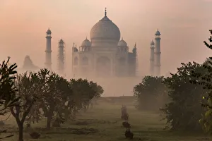 Images Dated 8th February 2017: India, Uttar Pradesh. Agra. No Water No Life expedition, view of Taj Mahal from opposite