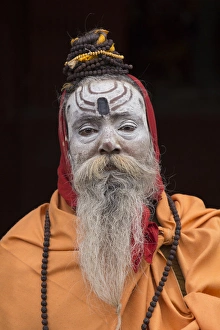 Beard Prints: India, Uttar Pradesh, Varanasi. sadhu, holy man, a religious ascetic, a type of yogi