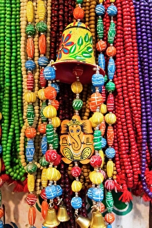 Ornamentation Prints: India, Uttar Pradesh, Varanasi, Bangali Tola. Colorful beads for sale
