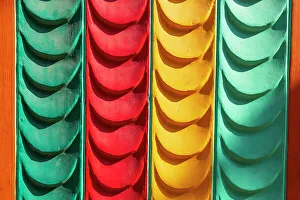 Kolkata Prints: India, West Bengal, Kolkata. Abstract colorful plaster designs