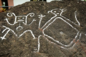 Images Dated 21st May 2006: Indian petroglyphs near Mount Liamuiga (3, 792ft), St Kitts, Caribbean