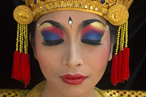 Jim Zuckerman Prints: Indonesia, Bali. Close-up face of Balinese dancer. (MR)