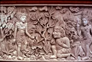 Indonesia, Bali. Temple stone carvings