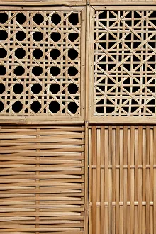 Bamboo Prints: Indonesia, Bali. Woven ratan wall