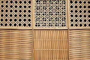 Images Dated 25th December 2022: Indonesia, Bali. Woven ratan wall