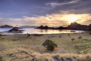 Indonesia, Komodo National Park. Sunset on one of the parks islands. Credit as