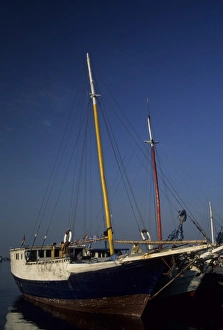Sulawesi Prints: Indonesia, Sulawesi, Ujung Pandang. Bugis pinisi schooners docked at Paotere Harbor