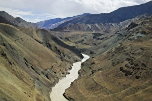 Ladakh Prints: Indus River flowing through the valley in the Himalayas, Ladakh, India