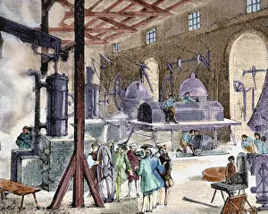 Industry Prints: Industrial Revolution. London. Interior of an English factory. Late 18th century
