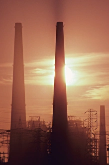 Images Dated 11th December 2006: Industrial stacks at sunset