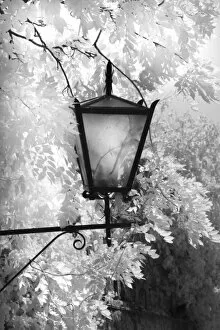 Infra Red Black & White view of light fixture, Montalcino, Italy, Tuscany