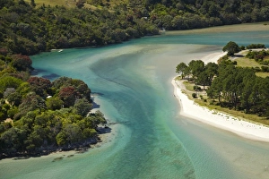 Foreshore Prints: Inlet, Cooks Beach, Coromandel Peninsula, North Island, New Zealand - aerial