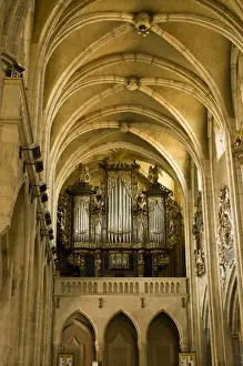 Pipe Organ Prints: Inside the Evangelical Church, or Evangelische Stadtpfarrkirche, was built in 1520