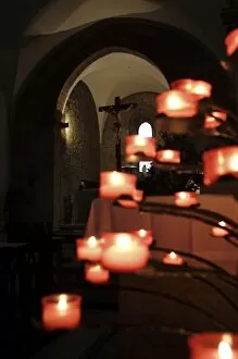 Images Dated 1st January 2007: Inside the Romanesque church: tree of candles