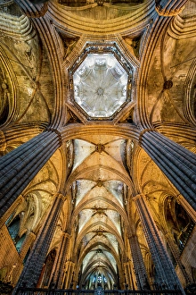 Images Dated 21st June 2024: Interior of the Cathedral of Barcelona, Barcelona, Spain. (Editorial Use Only)