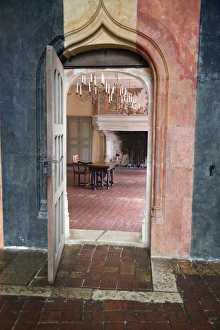 Middle Age Prints: Interior of the Chateau of Chatauneuf-en-Auxois, Cote d Or, Burgundy, France