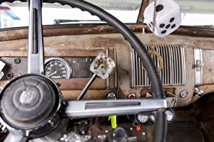Small Town Prints: Interior of an old car in a parade. Truth or Consequences, New Mexico, USA