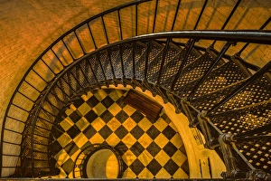 Graphic Prints: Interior spiral staircase of St. Augustine Lighthouse, St. Augustine, Florida