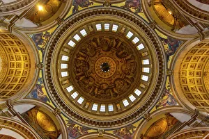 Golden Prints: Interior view of dome of St Pauls Cathedral, St Pauls, London