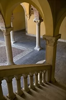 Internal court and stairway of Municipio (city hall) Bellinzona, Tucino, Switzerland