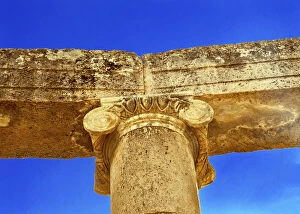 Ionic Coumn Oval Plaza Ancient Roman City Jerash Jordan. Jerash came to power 300 BC to 100 AD