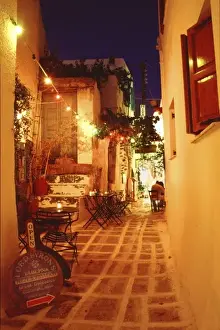 Greek Island Prints: Ios, Greece. A beautiful restaurant setting on the Greek isle