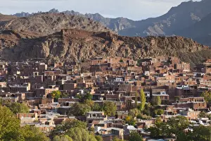 Iran, Central Iran, Abyaneh, elevated village view, dawn