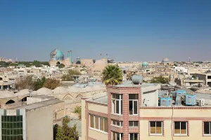 Iran Prints: Iran, Central Iran, Esfahan, elevated view of central city towards Royal Mosque