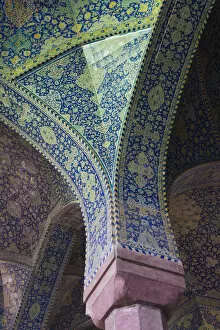 Iran Gallery: Iran, Central Iran, Esfahan, Naqsh-e Jahan Imam Square, Royal Mosque, interior mosaic